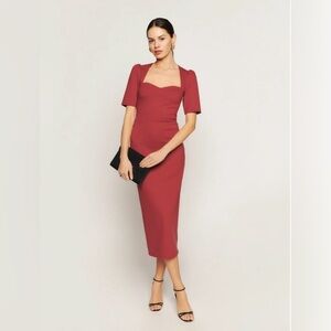 NWT Reformation Clayten Red Knit Midi Dress